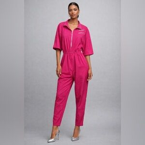 Vintage PG Collections Tapered Leg Half Sleeve Jumpsuit in Pink Small